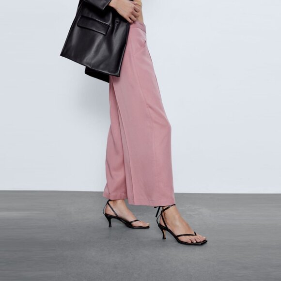 NEW Zara Dusty Rose Pink High Waist Wide Leg Culottes Pants, Size S - Picture 4 of 16